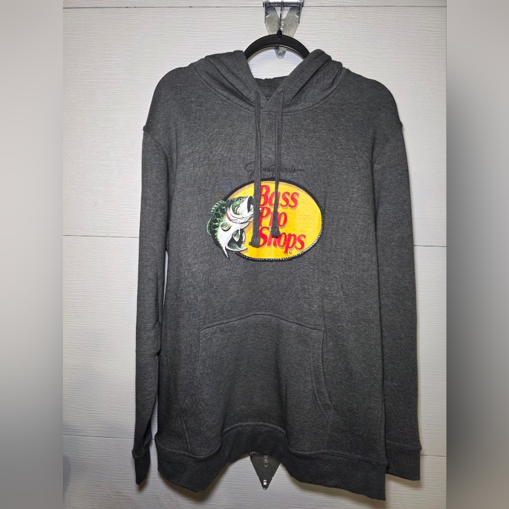 NWT Bass Pro Shops Gray Crewneck Hoodie with Yellow Logo Patch